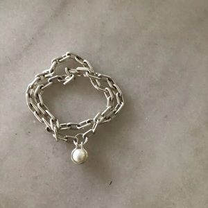 Brand New Tiffany & Co wrap bracelet with Pearl charm pendant.